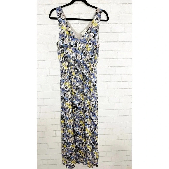 Lucky Brand Blue Floral Sleeveless Boho Long Maxi Dress Women's Size Medium - Picture 1 of 7